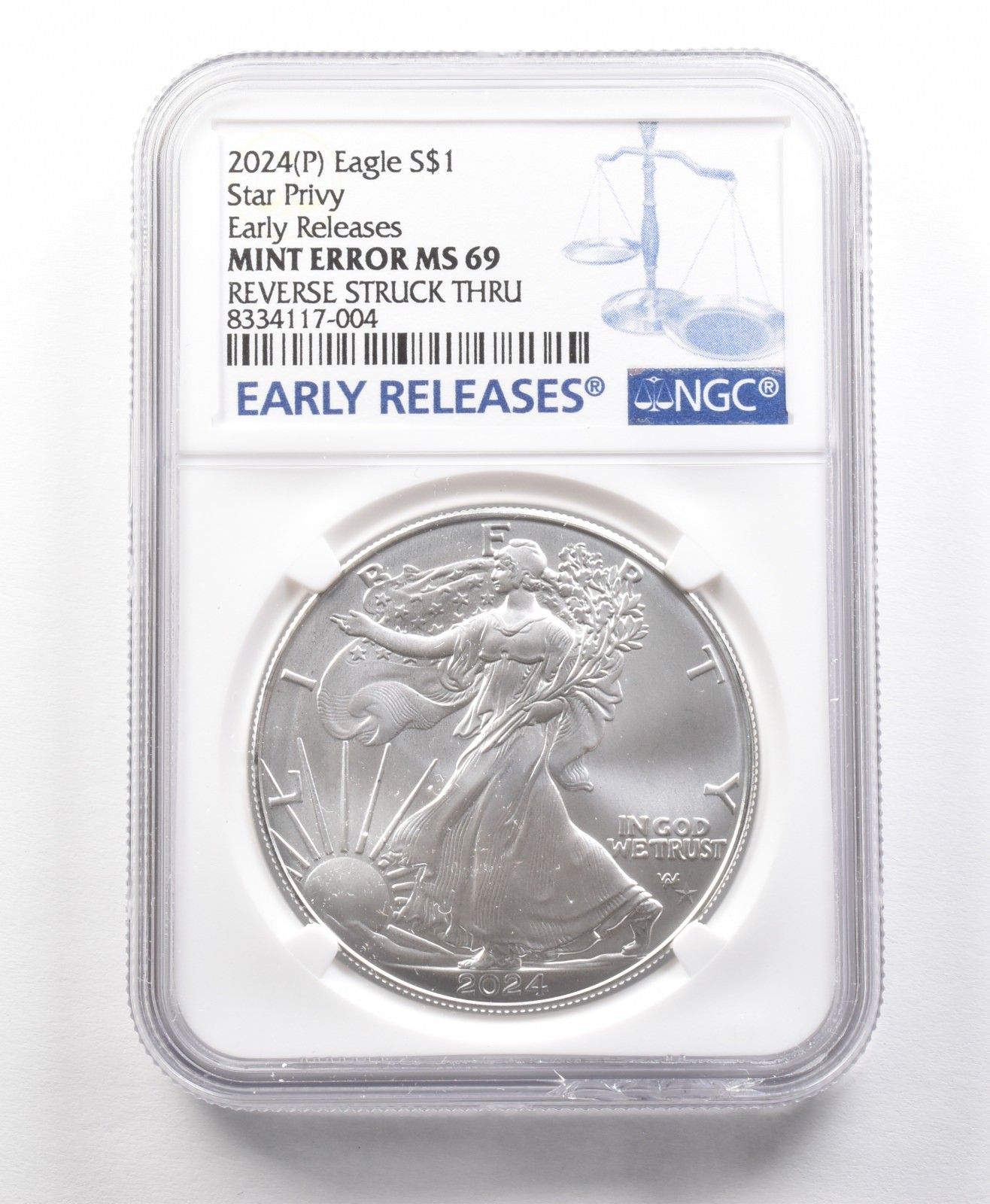 2024年 (P) アメリカン シルバー イーグル スター プライビー エラー