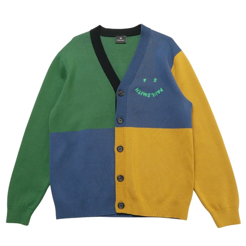 PS Paul Smith 2022AW Happy カラーブロックカーディガン □美品□Paul Smith ポール・スミス Happy カラーブロックカーディガン