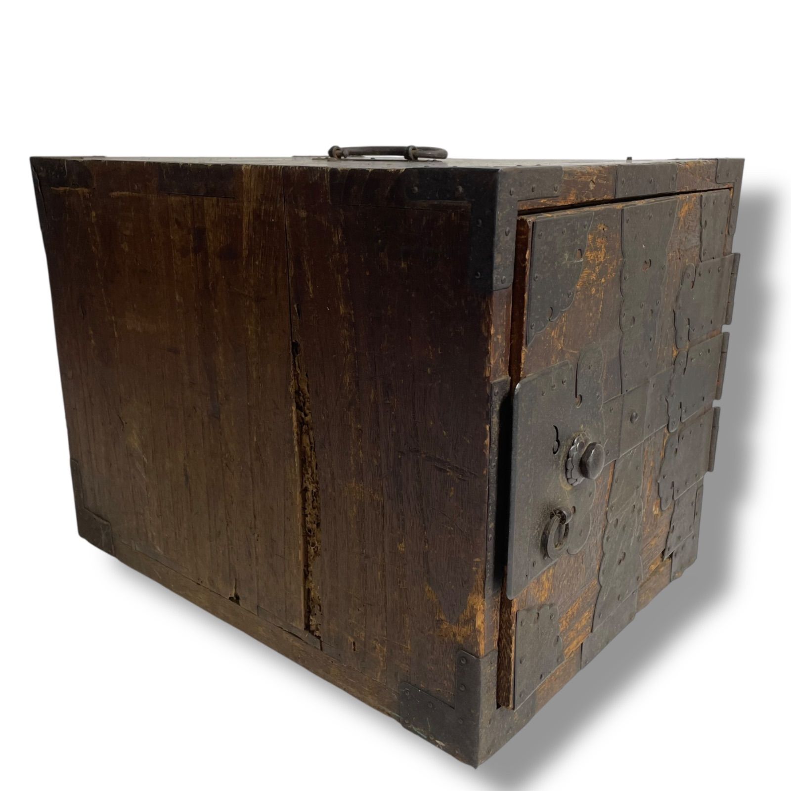 船箪笥 時代箪笥 金庫 欅製 鉄地金具 船金庫 隠し抽斗 骨董