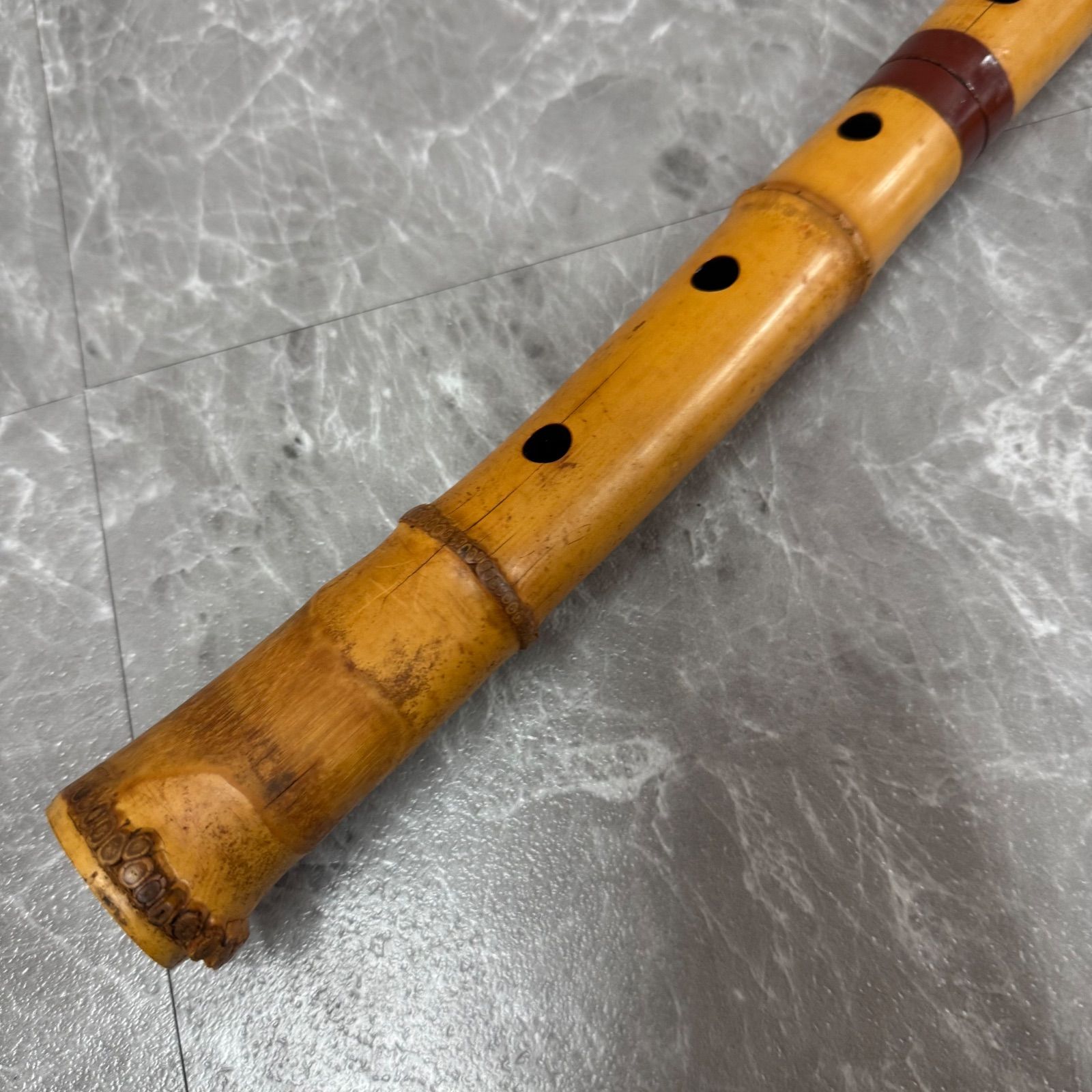 琴古流 尺八 士雲 在銘 二印 古美術 和楽器 1尺8寸 銘竹 - メルカリ