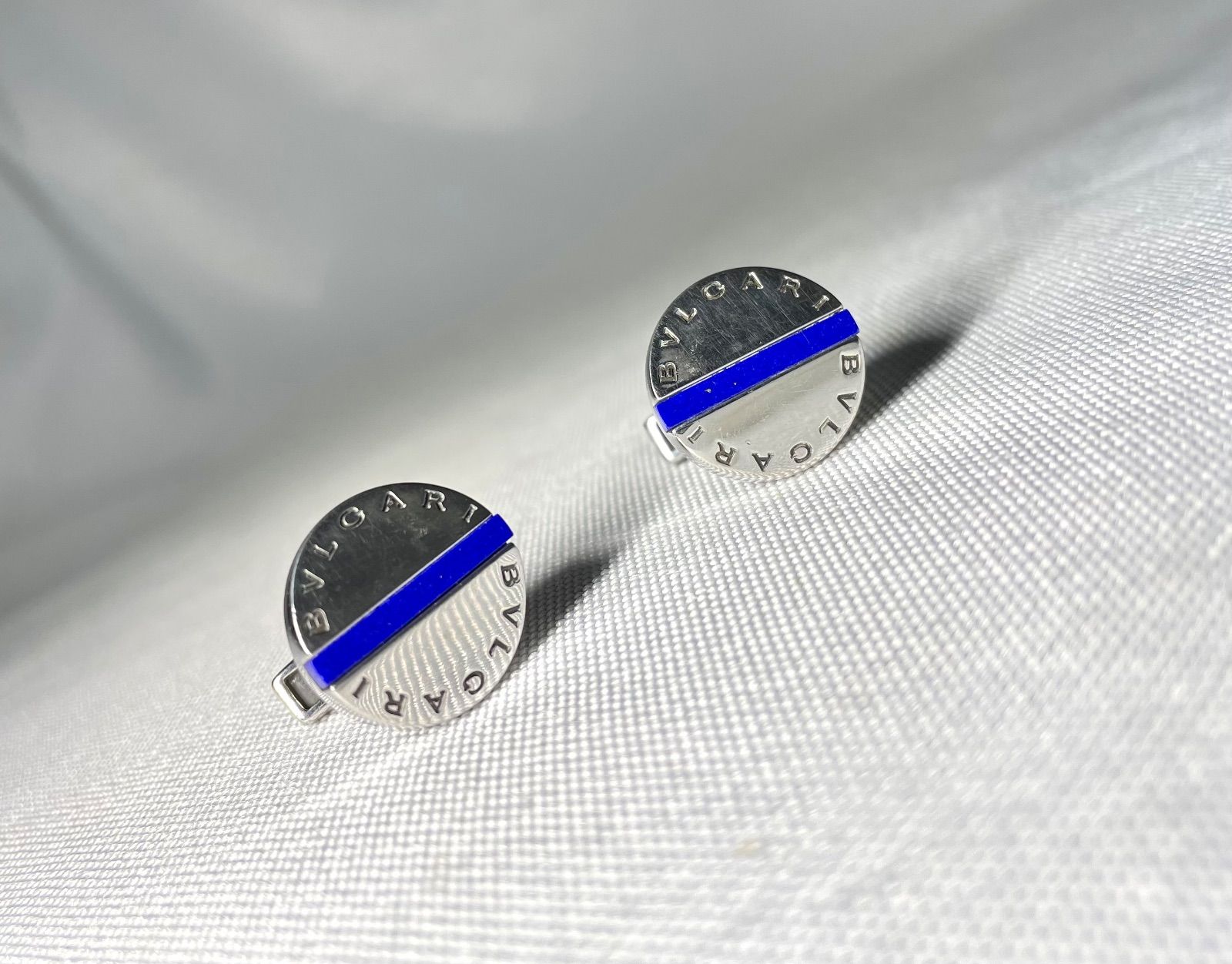 希少 BVLGARI ブルガリ ブランドロゴ文字 ラピスラズリ & 鏡面