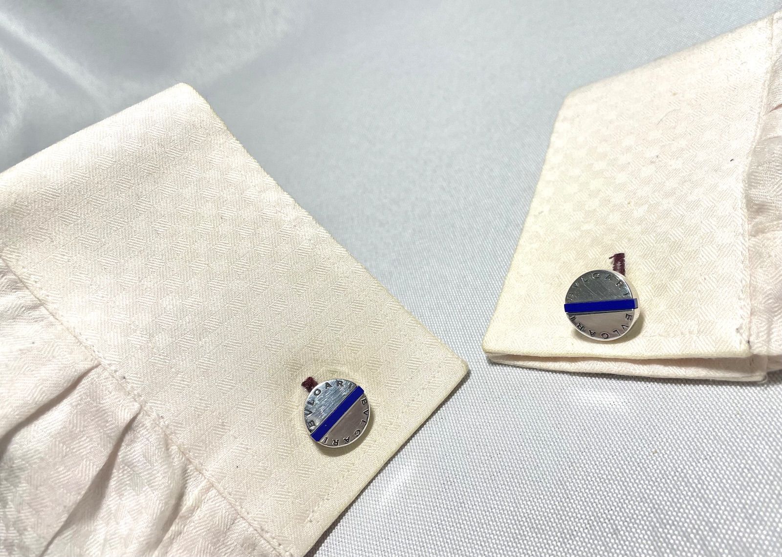 希少 BVLGARI ブルガリ ブランドロゴ文字 ラピスラズリ & 鏡面