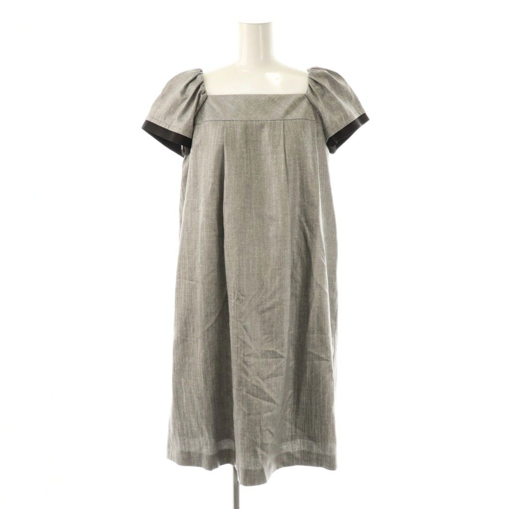 エムズグレイシー M'S GRACY スクエアネック ワンピース 38 グレー