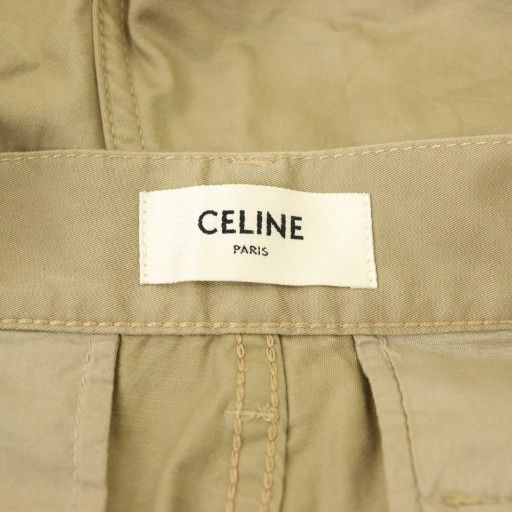 CELINE ベージュ カーゴパンツ CELINE - セリーヌ 24SS ミドルライズ カーゴ パンツ リネン混 ロゴ