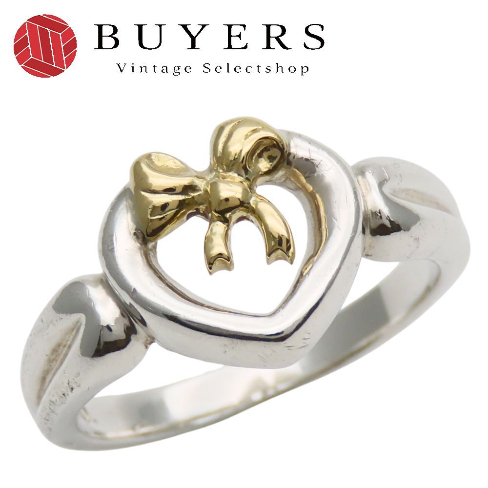 TIFFANY&Co.リボンリング　シルバー925×K18ゴールド 9号 コンビ 廃盤】ティファニー TIFFANY&Co リボン シルバー ゴールド シルバー
