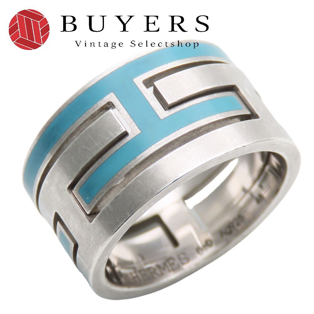 雑貨 古着 Hermes Move H ムーブアッシュ リング 指輪 シルバー925 ブルー 11号 中古】 エルメス リング・指輪 ムーブアッシュ 48 シルバー925 約6.9g