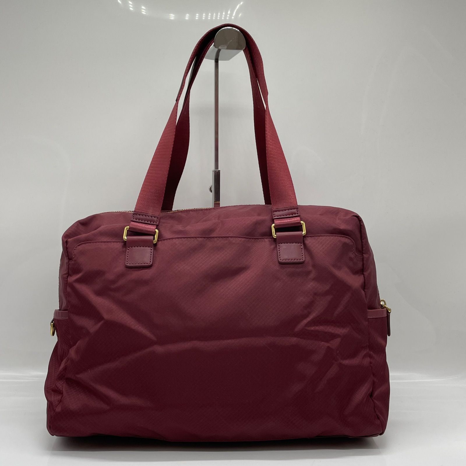 BN7347□TUMI ナイロン ボストンバッグ トート 肩掛け可能 ワイン系