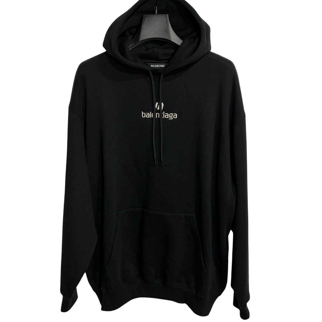 バレンシアガ　Sサイズ　ビッグロゴ　黒　パーカー BALENCIAGA バレンシアガ メンズ パーカー SIZE XS ブラック - 中古