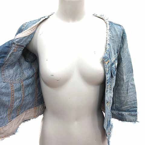 ルシェルブルー LE CIEL BLEU ノーカラージャケット デニム 38 M 青