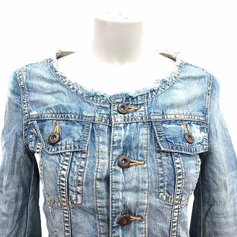 ルシェルブルー LE CIEL BLEU ノーカラージャケット デニム 38 M 青