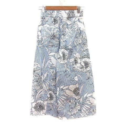 サラウーマン ザラウーマン ZARA WOMAN ワイドパンツ 花柄 XS 青 ブルー /MN - メルカリ