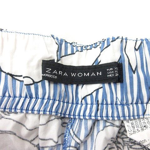 サラウーマン ザラウーマン ZARA WOMAN ワイドパンツ 花柄 XS 青 ブルー /MN - メルカリ