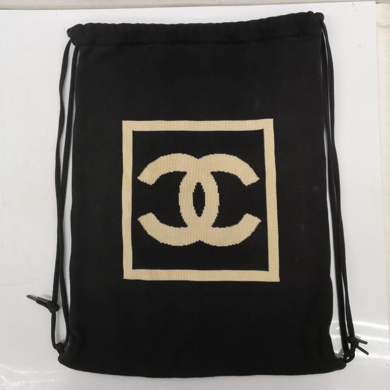 シャネル スポーツライン リュックサック ナップサック ニット 巾着