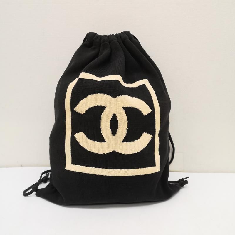 シャネル スポーツライン リュックサック ナップサック ニット 巾着