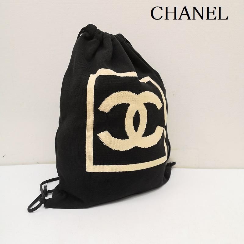 シャネル スポーツライン リュックサック ナップサック ニット 巾着