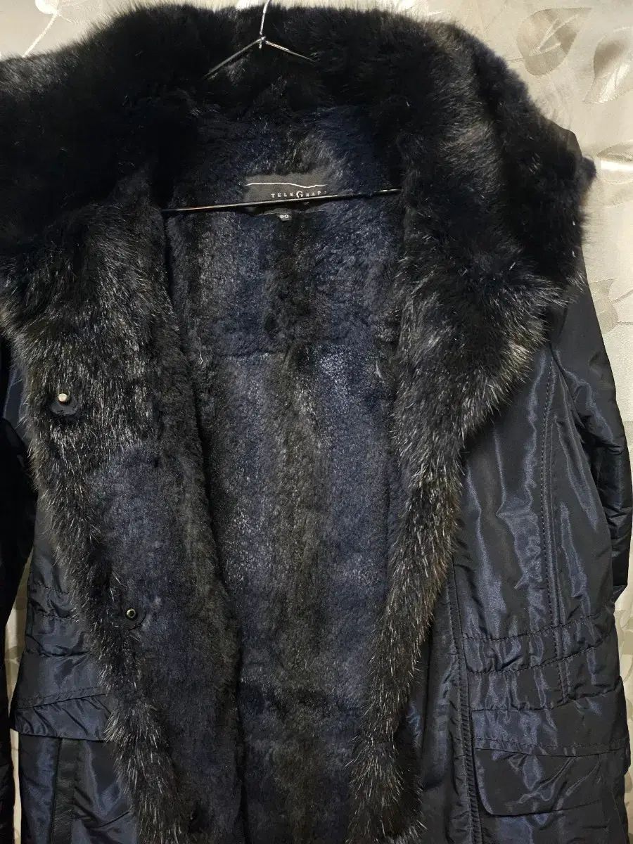 TELEGRAPH レディース ロング コート ブラック マスカーレットファー