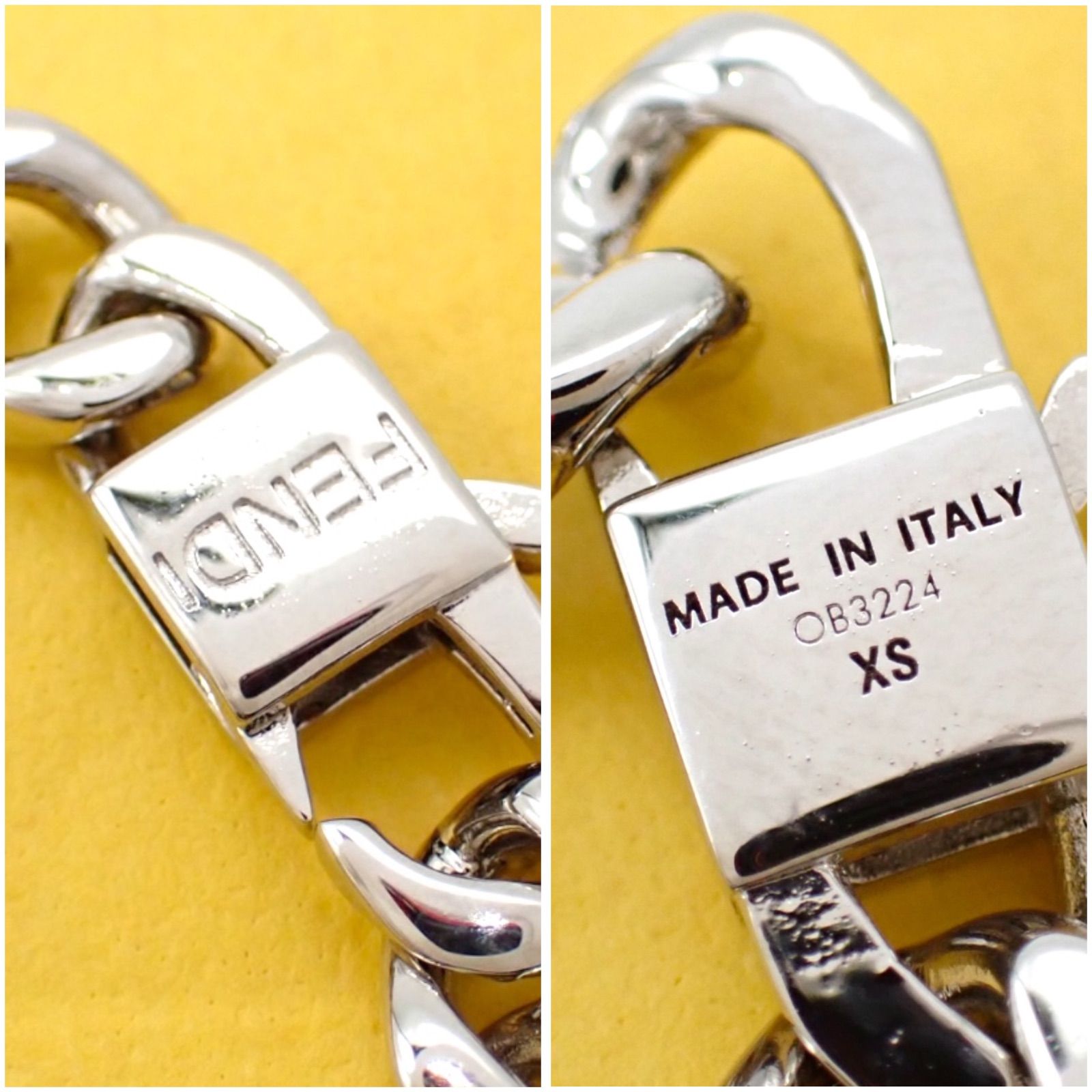 FENDI シルバー チェーンブレスレット 箱付き 箱 Fendi フェンディ オーロック ブレスレット XS メタル シルバー