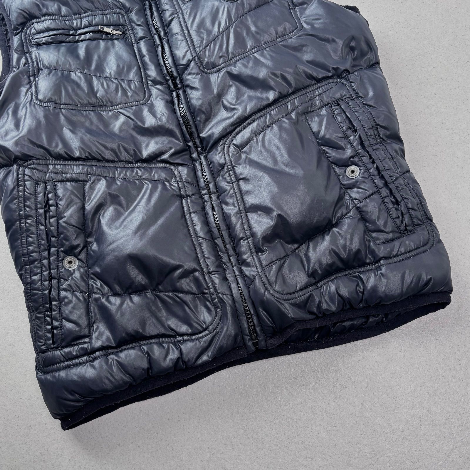 diesel logo down vest dark navy L 00s Y2K ディーゼル ワンポイント