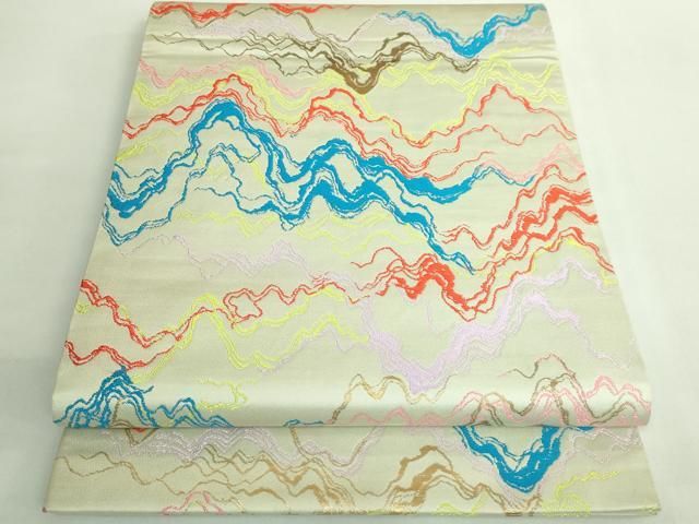 平和屋着物○極上 龍村晋謹製 太鼓柄袋帯 川衣錦 逸品 DZAB2085kh6