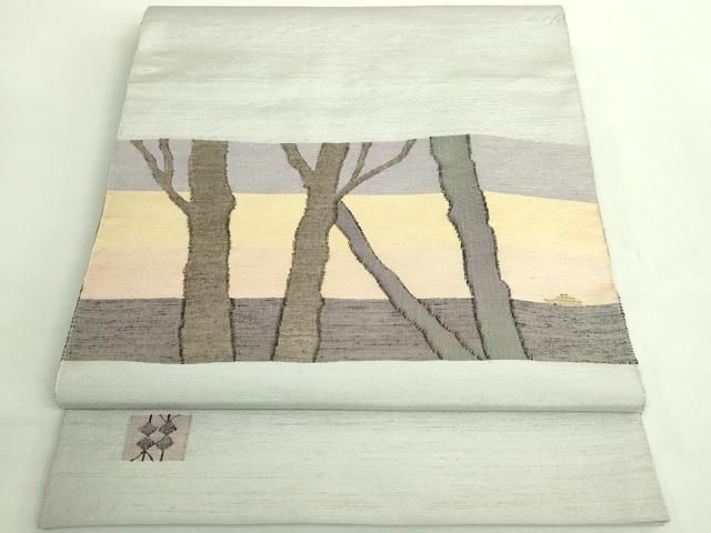 平和屋着物○極上 絲藝苑 上島洋山 両面 太鼓柄袋帯 木立 逸品