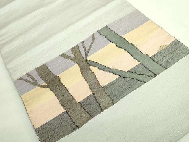 平和屋着物○極上 絲藝苑 上島洋山 両面 太鼓柄袋帯 木立 逸品