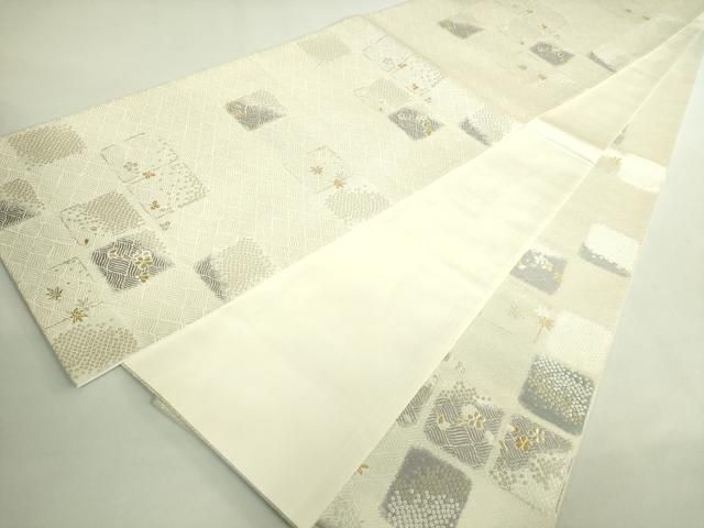 平和屋着物○極上 西陣の名門 加納幸謹製 六通柄袋帯 唐織 色紙並べ花