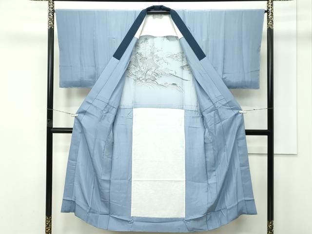 平和屋着物○極上 男性 紬 アンサンブル・長襦袢セット 色無地 錆