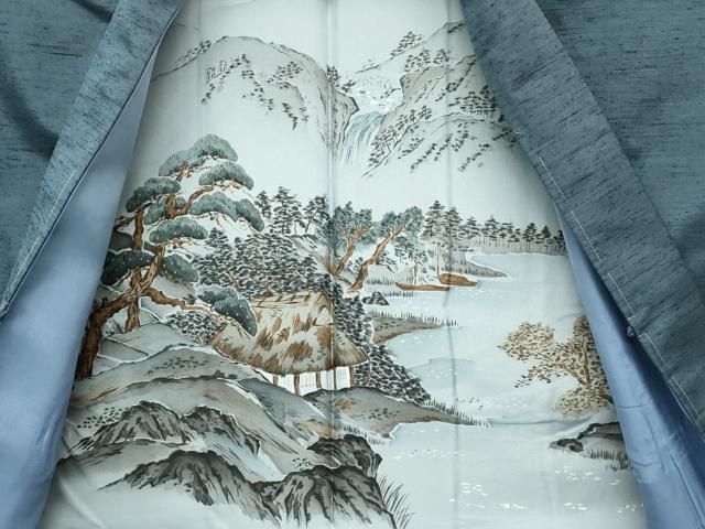 平和屋着物○極上 男性 紬 アンサンブル・長襦袢セット 色無地 錆