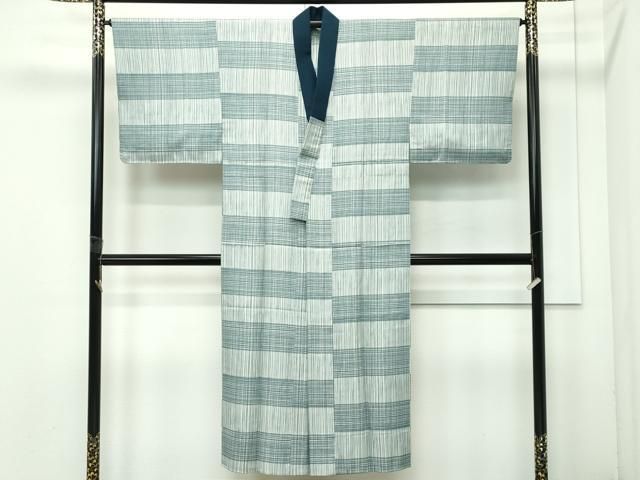 平和屋着物○極上 男性 紬 アンサンブル・長襦袢セット 色無地 青白橡