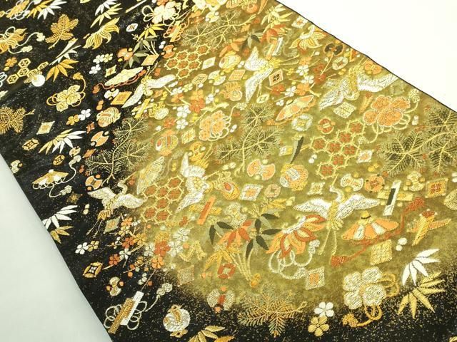 平和屋着物○極上 西陣 河合美術織物謹製 六通柄袋帯 唐織 豊明錦 飛鶴