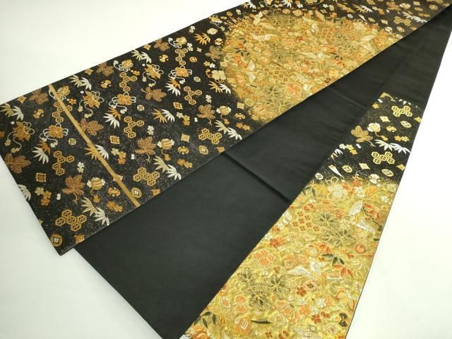 ☆ 袋帯 西陣 河合美術織物 豊明錦 宝尽くし 松竹梅 金糸 金色 O-5656 袋帯 西陣 河合美術織物 豊明錦 宝尽くし 松竹梅 金糸 金色 O-5656