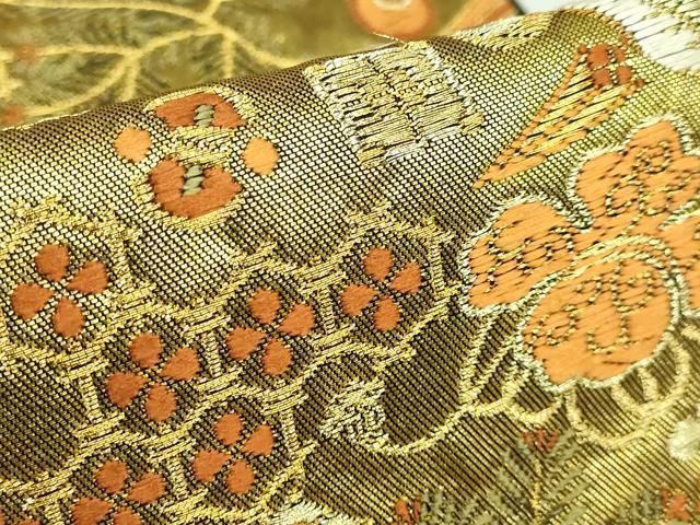 平和屋着物○極上 西陣 河合美術織物謹製 六通柄袋帯 唐織 豊明錦 飛鶴