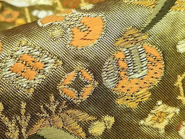 平和屋着物○極上 西陣 河合美術織物謹製 六通柄袋帯 唐織 豊明錦 飛鶴