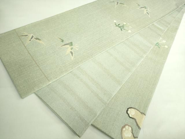 平和屋着物○極上 河瀬満織物 太鼓柄袋帯 紬地 パグとテントウムシ