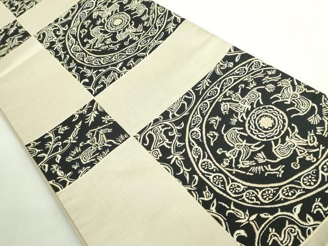 平和屋着物○極上 名門木屋太 今河織物 六通柄袋帯 人獣 逸品