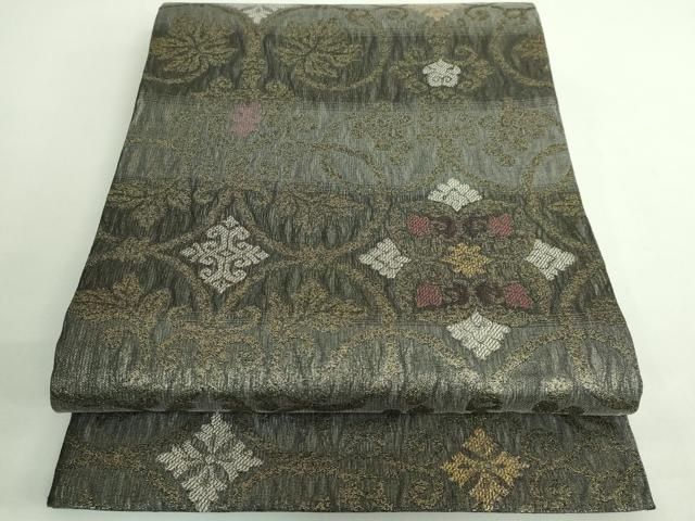 平和屋着物○極上 両面 六通柄袋帯 スリーシーズン帯 正倉院花唐草