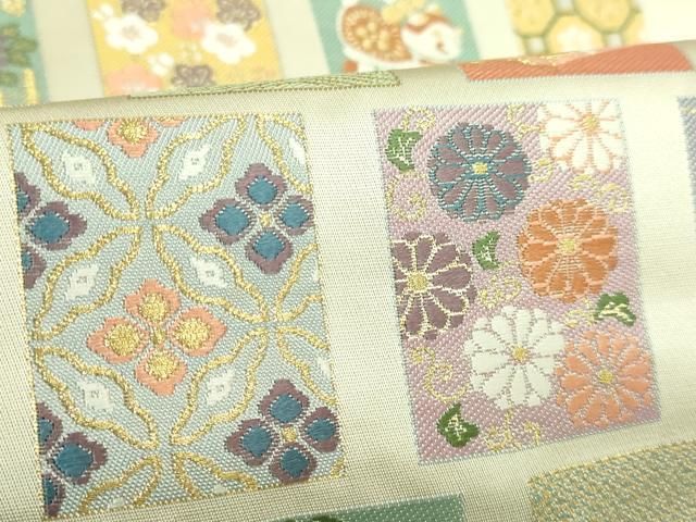 平和屋着物○極上 西陣 六通柄袋帯 唐織 江戸かるた文 金糸 冊子付き