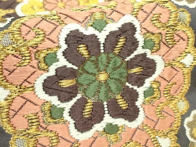 平和屋着物○極上 西陣 河合康幸謹製 六通柄袋帯 唐織 蜀江花文 金糸