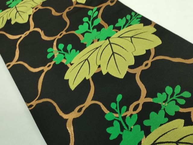 平和屋着物○極上 桝屋高尾 六通柄 本袋帯 桐 黒地 金糸 逸品