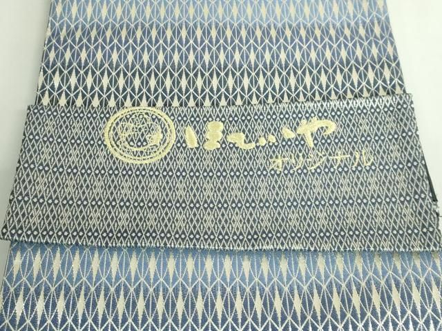平和屋着物○極上 両面 全通柄袋帯 細密切子織 彩華美麗文 銀糸