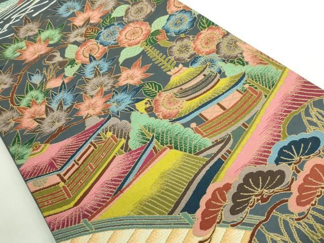 平和屋着物○極上 西陣 白綾苑大庭 六通柄袋帯 名所風景 逸品