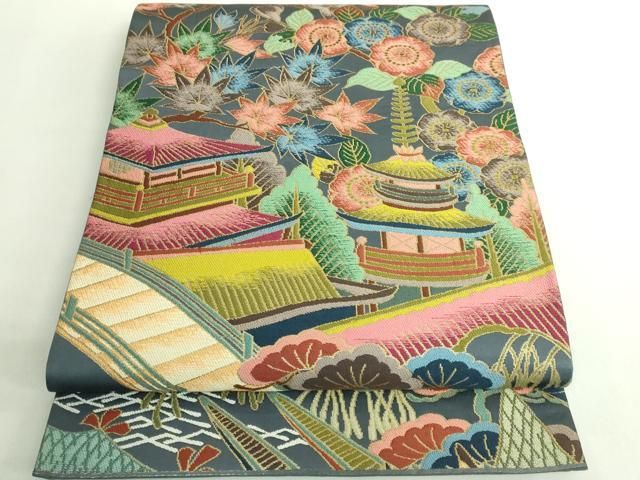 平和屋着物○極上 西陣 白綾苑大庭 六通柄袋帯 名所風景 逸品