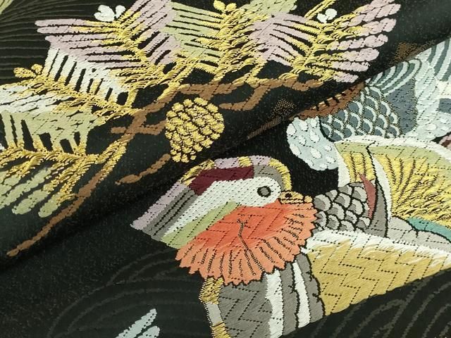 平和屋着物●極上　人間国宝・羽田登喜男　太鼓柄袋帯　鴛鴦　金銀彩　逸品　DZAB4225kh6 平和屋着物○極上 人間国宝・羽田登喜男 太鼓柄袋帯 鴛鴦花文 金銀彩