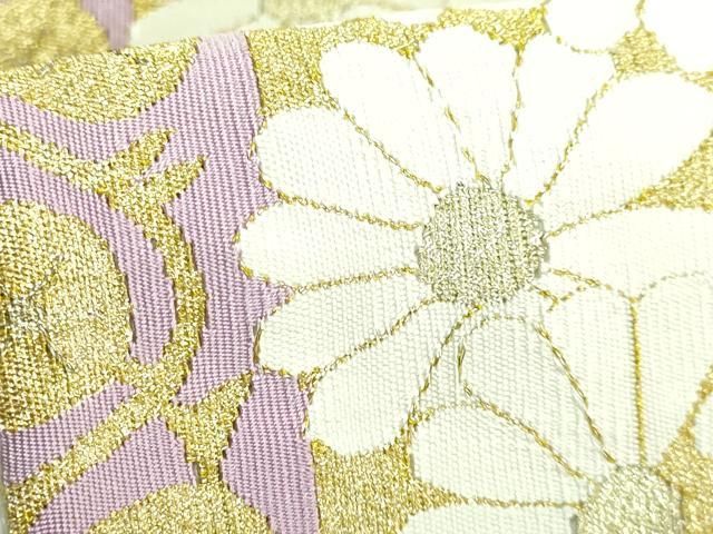 平和屋着物○極上 爪掻き本綴れ 太鼓柄袋帯 献上菊花文 金銀糸 逸品