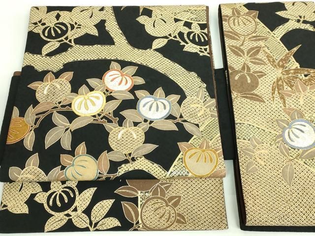 平和屋着物●つけ帯　舞蝶文　黒地　金糸　正絹　逸品　CABC5366hy 平和屋着物○綴れ つけ帯 誰が袖花文 黒地 金糸 正絹 逸品 CABE3719dy