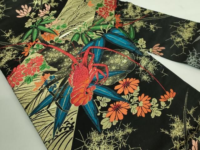 平和屋着物○極上 アンティーク 大正ロマン 九寸名古屋帯 伊勢海老