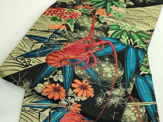 平和屋着物○極上 アンティーク 大正ロマン 九寸名古屋帯 伊勢海老