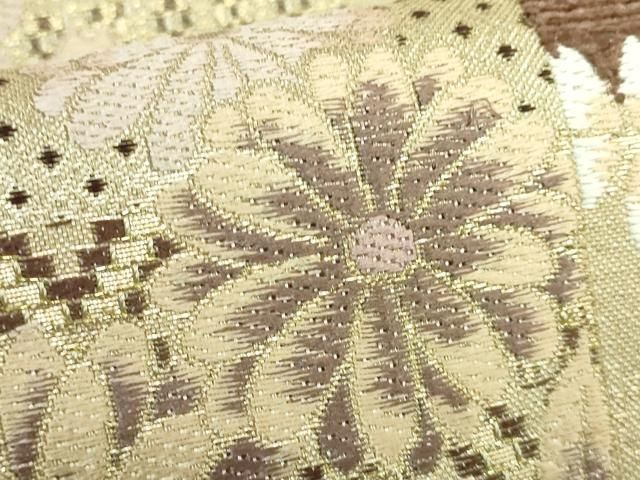 平和屋着物○極上 両面 六通柄袋帯 舞花文 菱 金糸 やまと誂製 逸品