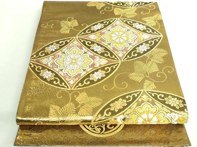 平和屋着物○極上 だらり帯 芸姑 舞妓 両面 全通柄袋帯 花菱文 金銀糸