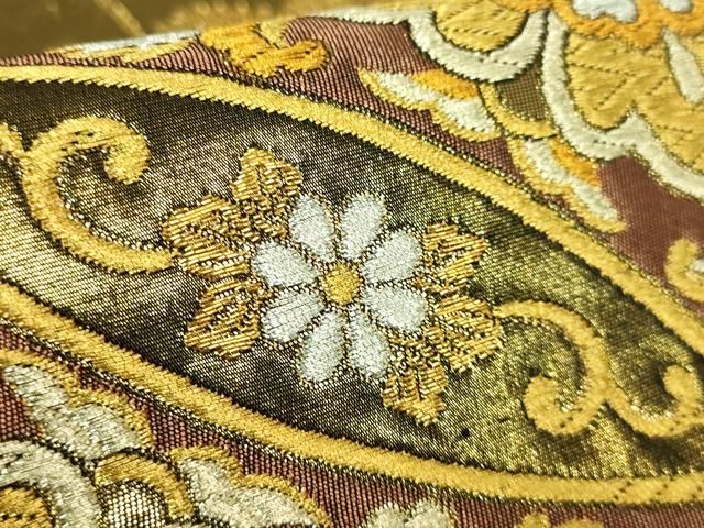 平和屋着物○極上 だらり帯 芸姑 舞妓 両面 全通柄袋帯 花菱文 金銀糸